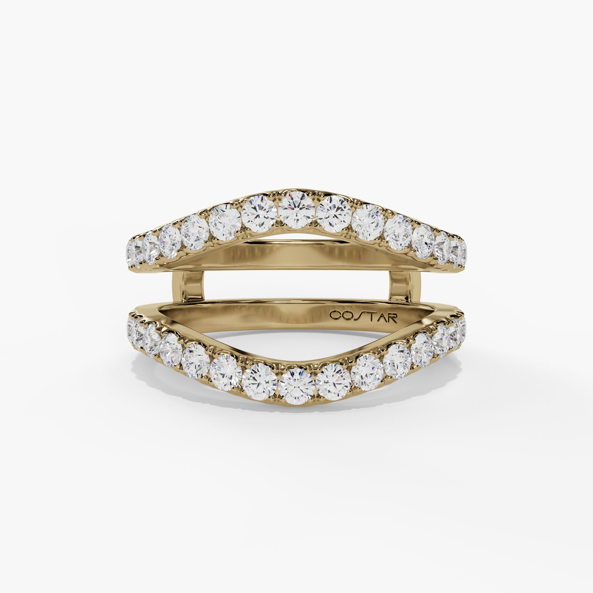 Yellow gold chevron diamond enhancer, front view