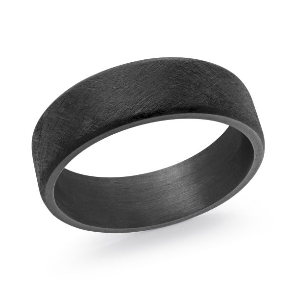 Black tantalum band with crosshatch finish, angled view