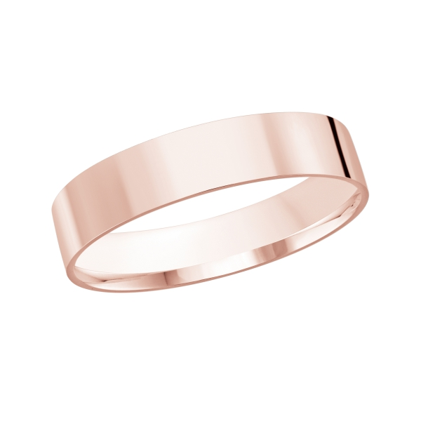 4 mm rose gold flat band with a classic polished finish