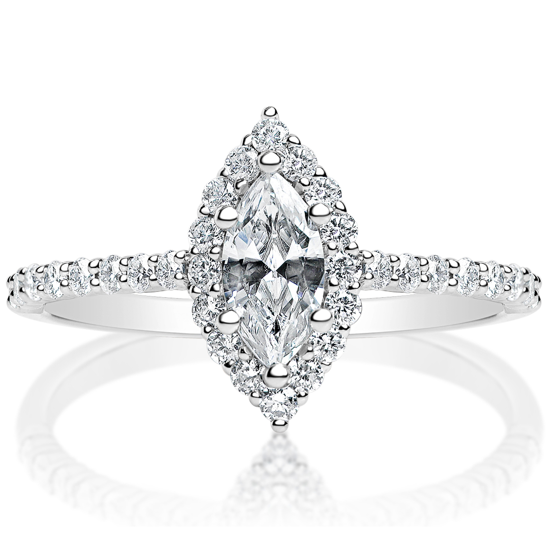 Princess cut pavé solitaire, front view