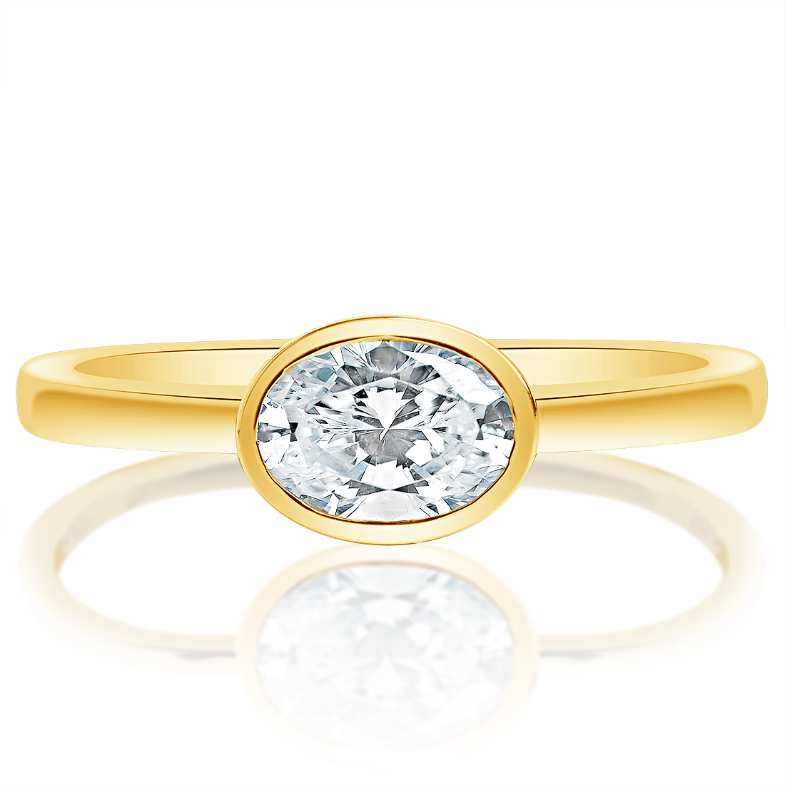 East-west oval bezel solitaire, front view