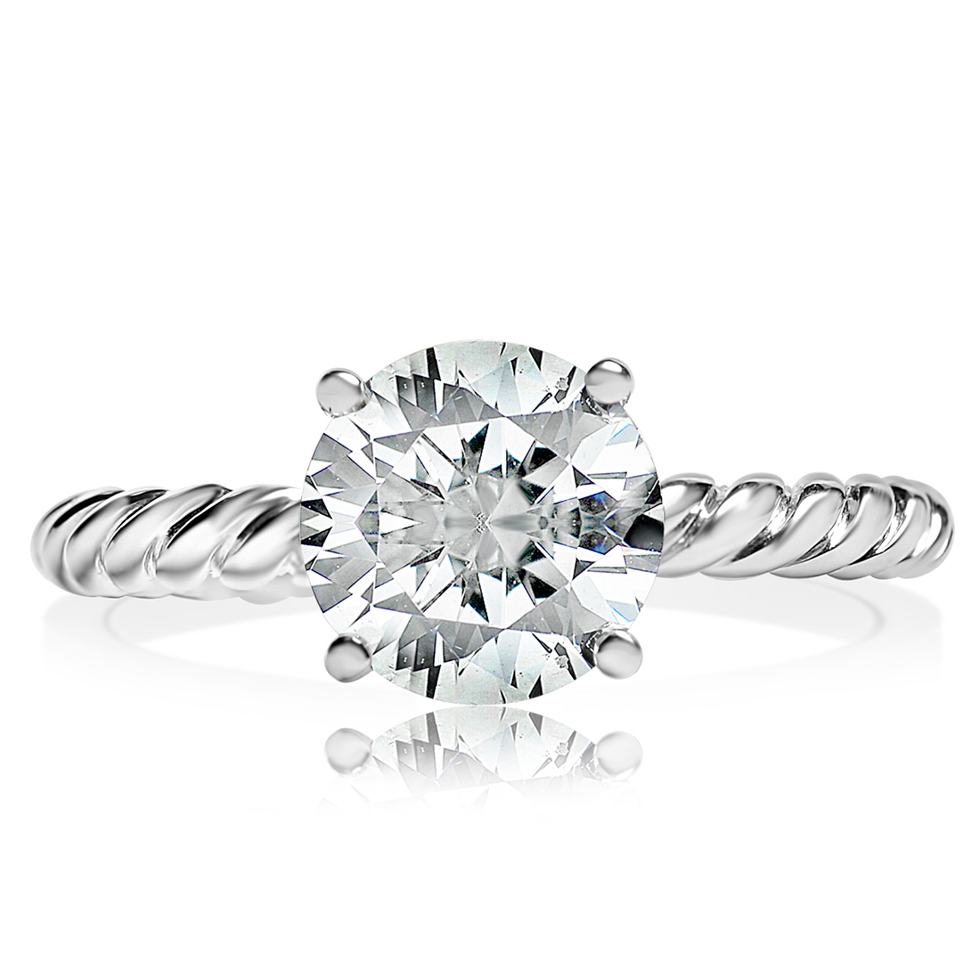 Round diamond rope band solitaire, front view