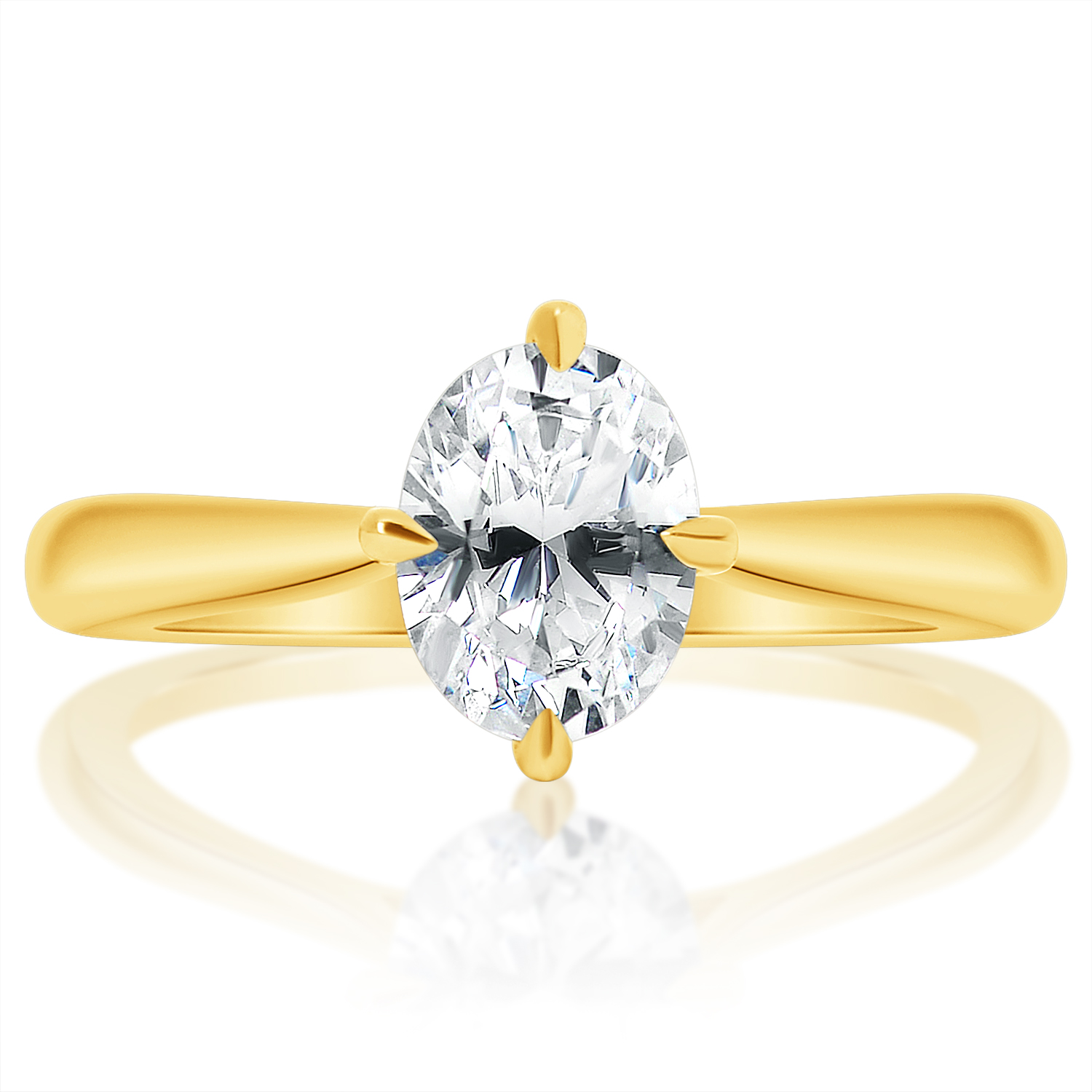 Oval kite-prong solitaire, front view
